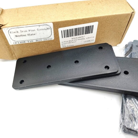 Mending Plates Black Iron Flat Straight 10 Pack NO SCREWS INCLUDED 6 Predrilled - Picture 1 of 6